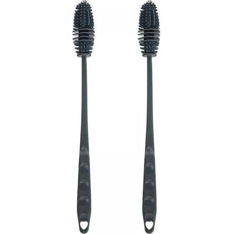 Set mit 2 Silikon-Flaschenbürsten mit 28 cm langen Griffen (grau) (1/5)