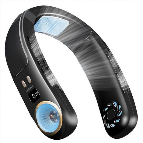 Collier Ventilateur Portable Sans Pale Rechargeable Noir, Climatiseur de Cou USB, Rafraîchisseur Personnel Léger pour Extérieur (1/5)