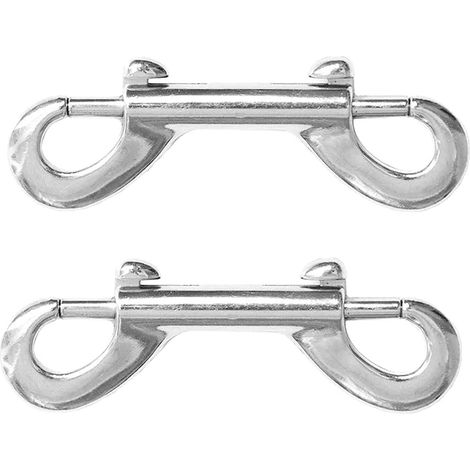 Doppelseitiger Karabinerhaken – 2 Stück – Edelstahl 304 – Sicherer Federverschluss – Marine Dog DIY – 100 mm Silber (1/5)