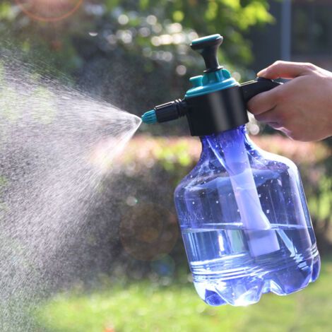 Gießkanne mit großem Fassungsvermögen, 3-Liter-Gießkanne, manuelle Luftdruck-Haushaltsspritze für Gartengeräte, Gießkanne (3 Liter, manuell, transparent saphirblau, mit Universalstiel) (1/4)