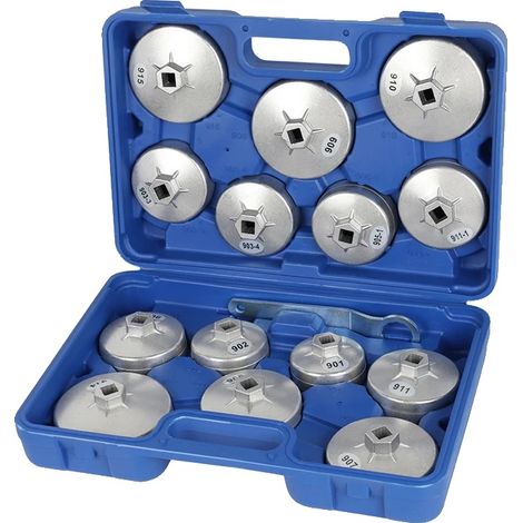 Juego de alicates para filtros de aceite, aleación de aluminio, kit de 15 piezas, varios tamaños, diseño ergonómico, acceso de perfil bajo. (1/5)
