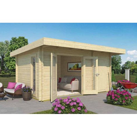 Chameleon 44-Log Cabin, Wooden Garden Room, Timber Summerhouse, Home Office - L510 x W410 x H233.7 cm