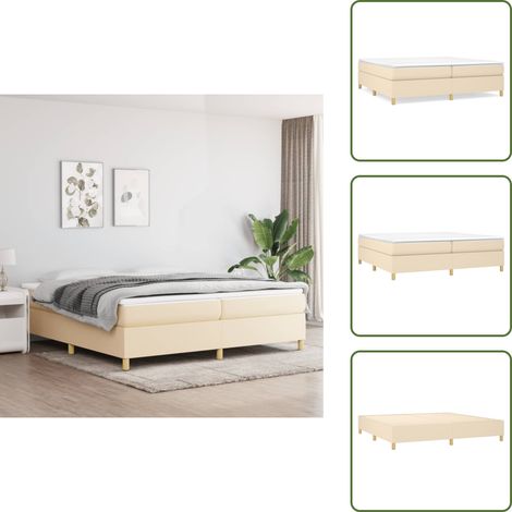 Bettgestell ohne Matratze Creme 200x200 cm Stoff - Bettes Gestell - Boxspringbetten - Doppelbett - Creme Farbe - Holzrahmen (1/5)