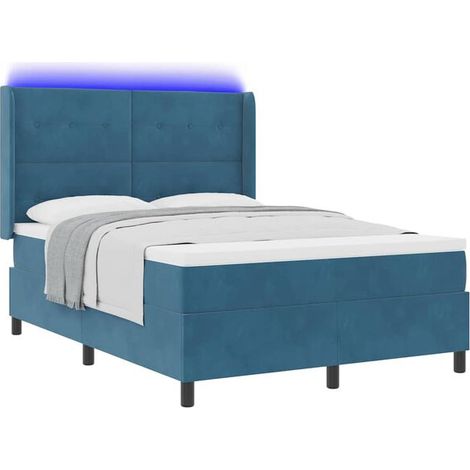 Matelas à ressorts avec bande lumineuse LED bleue, 140 x 190 cm, revêtement en velours. (1/5)