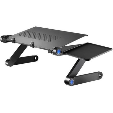 Table de Lit Pliable - 48 x 32 cm - Hauteur Réglable 22 à 34 cm - Pour Ordinateur Portable Jusqu'à 17 Pouces - Noir - 1 Pièce (1/4)