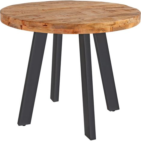 Esszimmertisch rund 120 cm Mangoholz naturfarben schwarz Adelina (1/5)