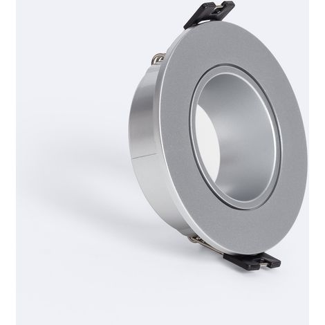 Aro Downlight Cónico Bajo UGR para Bombilla LED GU10 / GU5.3 Corte Ø 70 mm Plateado