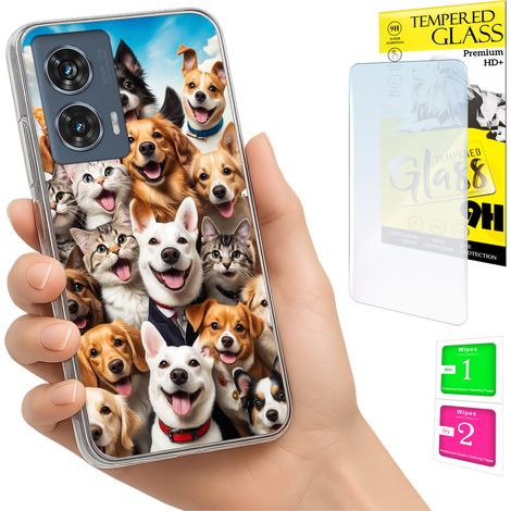 Funda para Motorola Edge 50 Fusion Photo con diseño de perros y cristal 9H. (1/5)