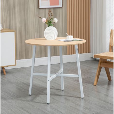 Mesa de comedor redonda de 80 cm para 4 personas en contrachapado y metal HAVRYA (1/5)