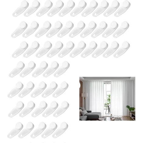 crochets de rail de rideau en plastique blanc, crochets coulissants en plastique, crochets coulissants à clic, faciles à monter sur rails pour rideaux de plafond, résistants (1/4)