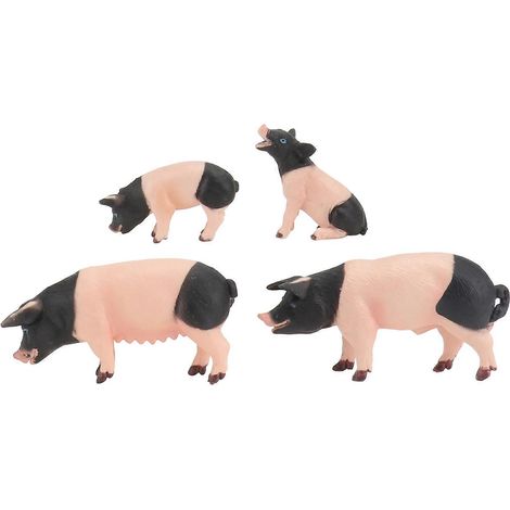 Lot de 4 mini-cochons miniatures, jouets de simulation de ferme, volaille, animaux de jeu pour enfants (1/5)