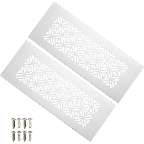200mm x 80mm Door Air Vent Grille 2 Pcs Heavy Duty Aluminium Louvré Ventilation Grille with Fixing Screws for Cabinet Door Light Grey (1/5)