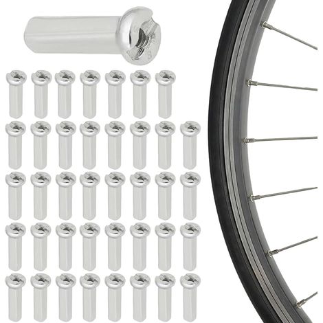 Lot de 40 Écrous de Rayon de vélo en Laiton argenté, 14G 14 mm - Écrous de moyeu durables adaptés aux Rayons de 2 mm de diamètre, Idéaux pour VTT, vélos de Route (1/5)