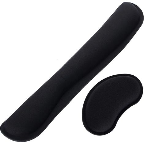Soporte para muñeca para teclado y ratón Almohadilla de muñeca de espuma viscoelástica Antitendinitis para ordenador, portátil y notebook (Negro) (1/5)