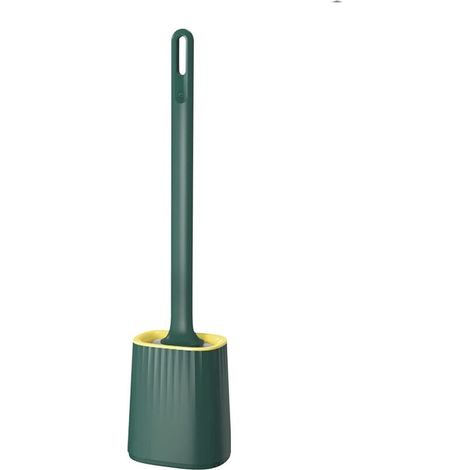Brosse WC en silicone, brosse et support verts, brosse de nettoyage pour WC, baignoire, lavabo-AquaForge (1/5)