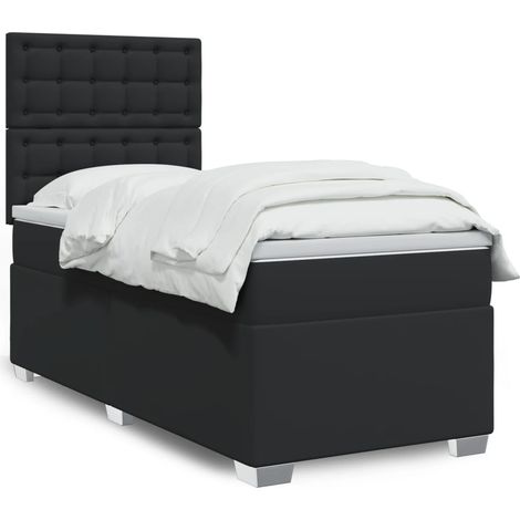 Boxspringbett mit Matratze Schwarz 100x200 cm Kunstleder (1/5)