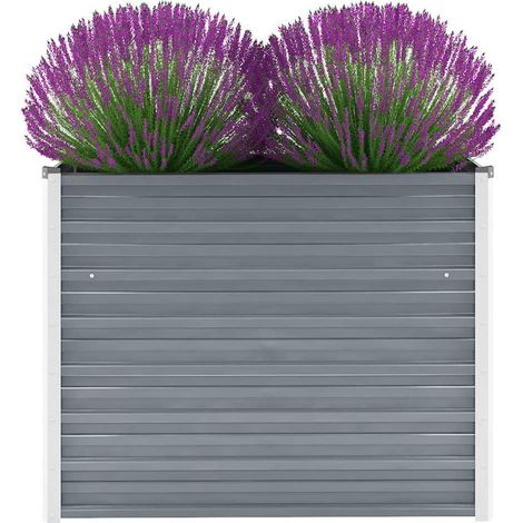 Letto Rialzato Giardino in Acciaio Zincato 100x40x77 cm Grigio vidaXL (1/5)