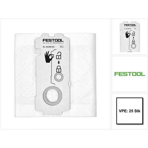 Festool SELFCLEAN Filtersack SC-FIS-CT MINI/MIDI-2/25 ( 5x 204308 ) für CT MINI und CT MIDI ab Baujahr 2019 25 Stück