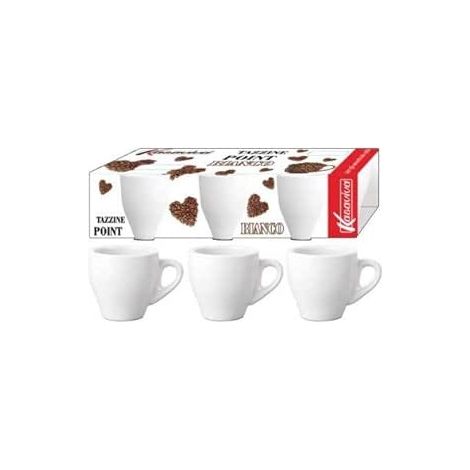 Set 3 Tazze Tazzine Caffè Bar in Ceramica Senza Piattini Bianche