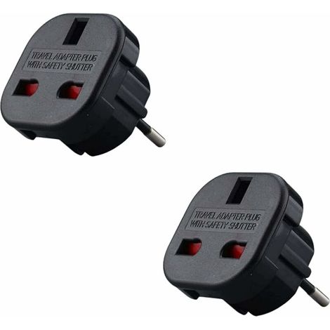 KZQ Lot de X2 - Adaptateur Prise Anglaise vers France - Adaptateur Anglais Franais - Type G vers Type C - Compact et Léger - Protège des Surtensions (1/5)