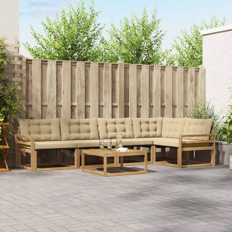 vidaXL Outdoor-Sofagarnitur 6 pcs Weiß und Beige 79 x 79 x 37 cm (1/5)