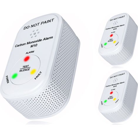 NEMAXX® M10 Mini Rilevatore CO Set da 3 – Rilevatore di Monossido di Carbonio per Interni con Batteria Integrata,Sensore Elettrochimico,Durata del Prodotto 10 Anni,Allarme 85dB,Test/Silence,EN 50291-1