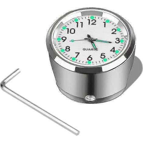Horloge de guidon de moto 7/8" chromée, étanche, montre à quartz pour moto, en aluminium lumineux, accessoires moto, blanche (1/5)