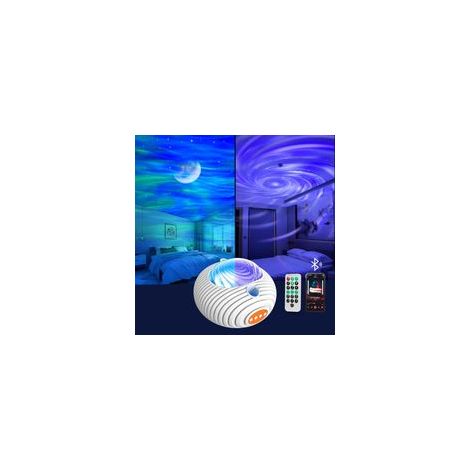 Projecteur Ciel Etoile,Double Effet Lampe Projecteur Galaxie Aurores boréales et voie lactée Projecteur Étoilé avec hautparleur Bluetooth télécommande et minuterie pour enfant et adulte