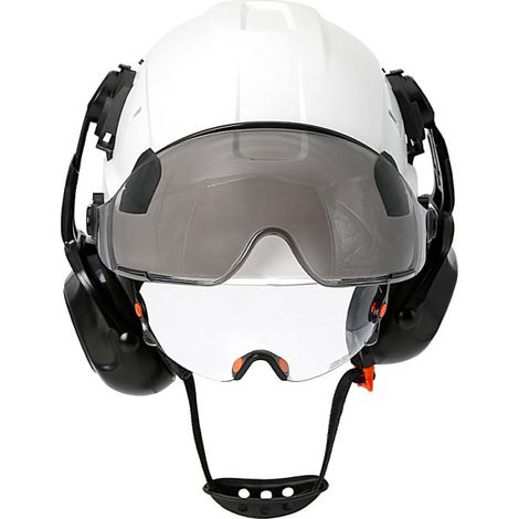 Casque de sécurité avec visière, lunettes de sécurité intégrées, casque de sécurité avec protections d'oreilles, casquette de travail ANSI (1/5)