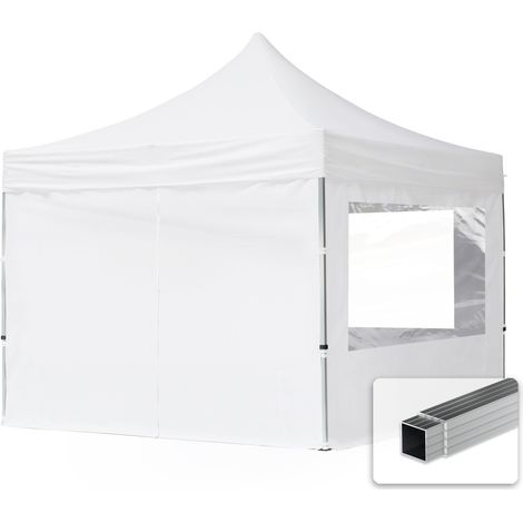 3x3 m Faltpavillon, ECONOMY Alu 32mm, Seitenteile mit Panoramafenster, weiß