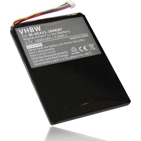 vhbw Akku Ersatz für Navigon BI-GC411-1K6KAY für GPS Navigation Navi (1600mAh, 3,7V, Li-Ion)