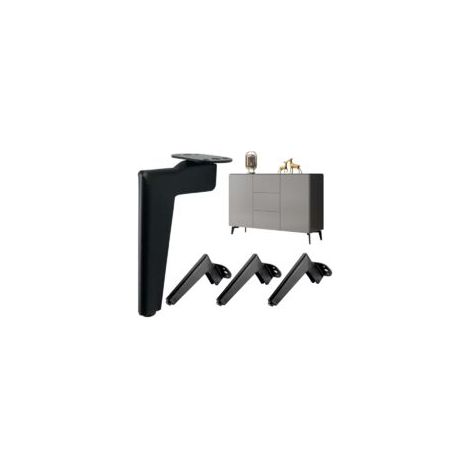Metall-Möbelbeine, moderne Ersatz-Sofabeine, Beine für Couchtische, TV-Ständer, Badezimmerschränke mit Schrauben + Bodenschoner + geräuschloser, rutschfester Unterseite (14,5 cm, Schwarz) - Crezuo