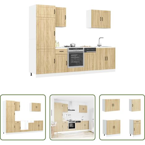 vidaXL Rangement cuisine - Ensemble d'armoires de cuisine 7 pcs Lucca bois d'ingénierie (1/5)