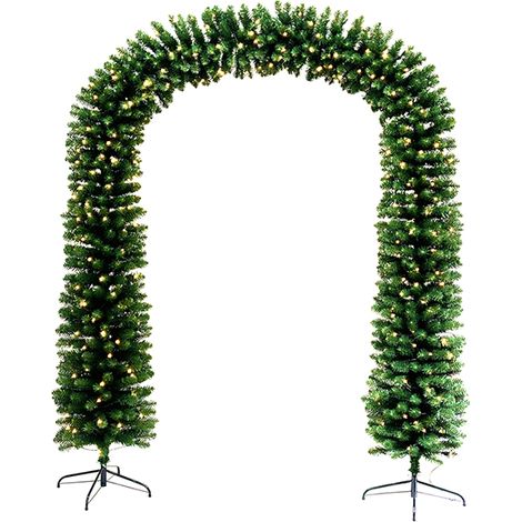 Arco grande Natalizio Verde con 420 Luci LED ALTO 240x200 per porte entrate folto con 1166 Cime ghirlanda Piedi in Metallo Resistenti festone Decorazione per Negozi ed Eventi