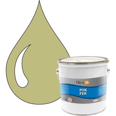 Peinture Fer Antirouille – Métal Extérieur Intérieur, Satinée, Protection Rouille - 2,5L - RAL 1000 - Beige vert