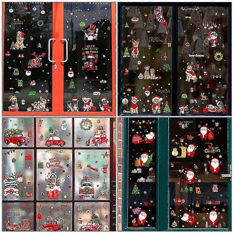 531-teiliges Set Weihnachts-Fensteraufkleber mit Schneeflocken, Weihnachtsmann und Rentier (1/5)