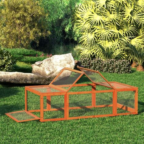 Enclos pour petits animaux avec toit escamotable en bois de pin, orange (1/5)
