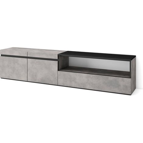 Skraut Home - Mobile TV Soggiorno, Ampio spazio a disposizione, 200x45x35cm, Per TV fino a 80", Mobile Soggiorno, Stile moderno, Grigio Cemento (1/5)