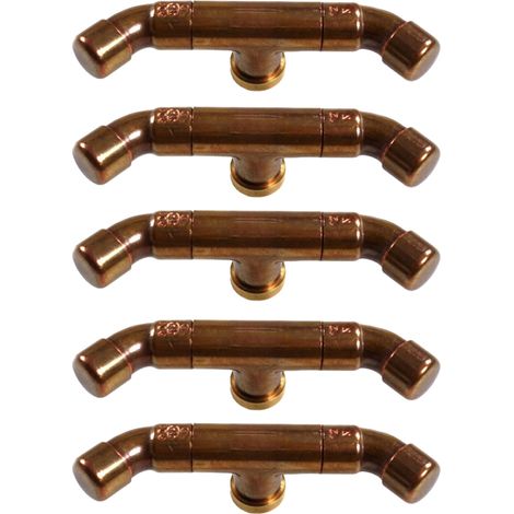 Lot de 5 Boutons de meuble 95 mm "Rétro GM" Cuivre/Laiton Industriel - Ø16 mm - Arcanaute (1/2)