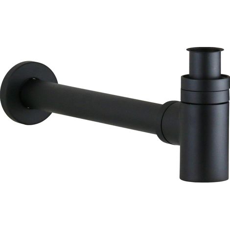 Abgesenkter Siphon für Waschtisch und Bidet in mattschwarz Vicario 890/TC.55  matt-schwarz (1/2)