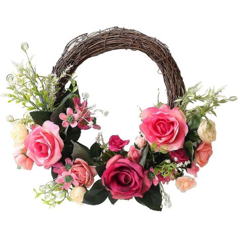 Couronne de roses artificielles printanière pour fête, maison, jardin, mariage, arche, porte d'entrée, mur, etc. Couleurs disponibles sur la photo. (1/5)