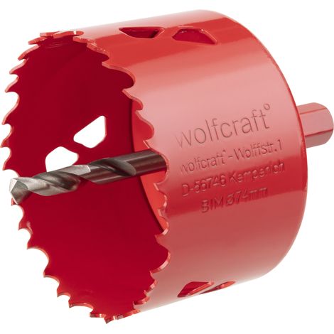 wolfcraft - Scie Cloche Multi Matériaux BiM - Diamètre 74 mm - Profondeur de coupe 40 mm. Foret Centreur - réf. 5475000