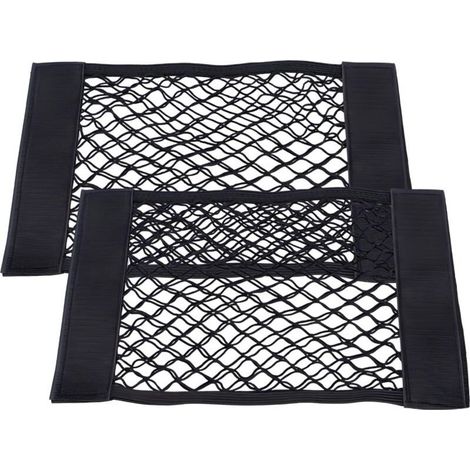 Lot de 2 Filets de Coffre Auto à Velcro, Filet Élastique Universel pour Voiture/SUV, Organisation et Rangement Résistant pour Bagage (40x25 cm) (1/5)
