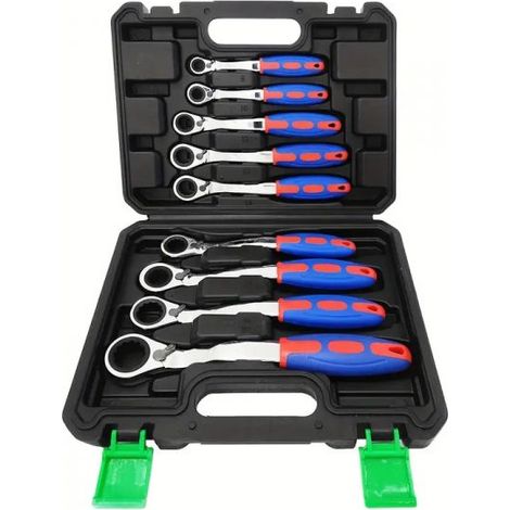 Set 9PZ Chiavi a Cricchetto da 8 a 22mm 72 Denti Reversibile Manico Antiscivolo (1/5)