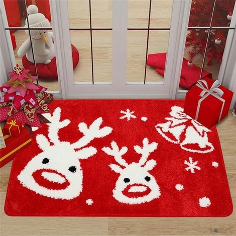Weihnachts-Teppich 40x60 cm, rutschfester Fußabtreter für festliche Innendekoration