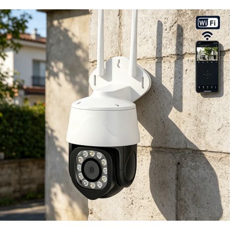 Caméra de sécurité WiFi dôme « Œil Noir », étanche IP65, rotation Pan/Tilt, vision nocturne, surveillance intérieure et extérieure, sécurité renforcée et sérénité quotidienne