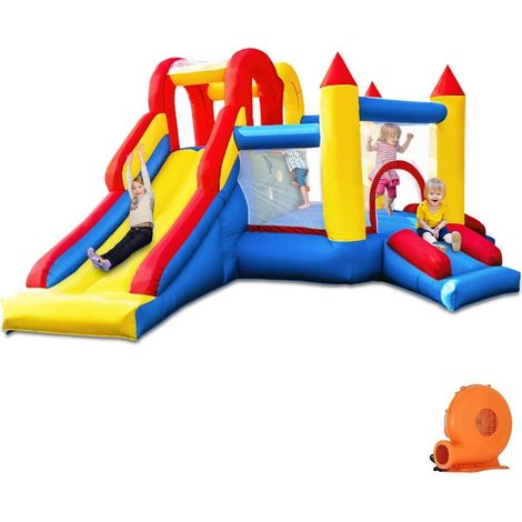 Château Gonflable avec souffleur – Aire de Jeux intérieure/extérieure, certifié de sécurité, Plusieurs Aires de Jeux, Cadeaux de Vacances pour Les Enfants (1/5)