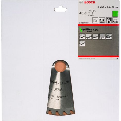 Hoja de sierra circular Optiline Wood 254 x 30 x 28 mm 40 BOSCH 2608640443