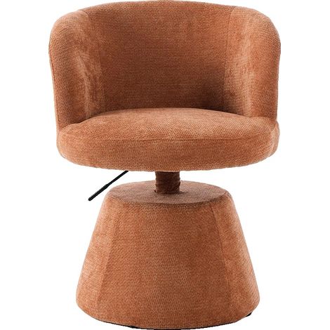 Chaise Ronde Rembourrée, Hauteur Réglable, Rotation à 360°, Orange (1/2)