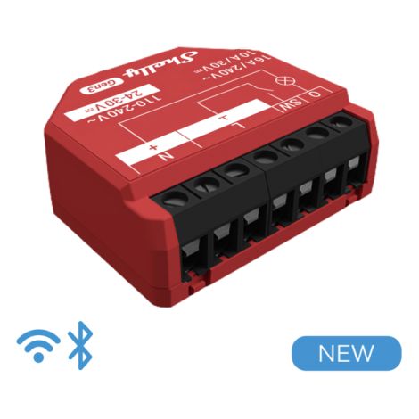 Shelly Rele Smart 16A AC/DC Wi-Fi/BT/Matter - SHELLY 1PM GEN3